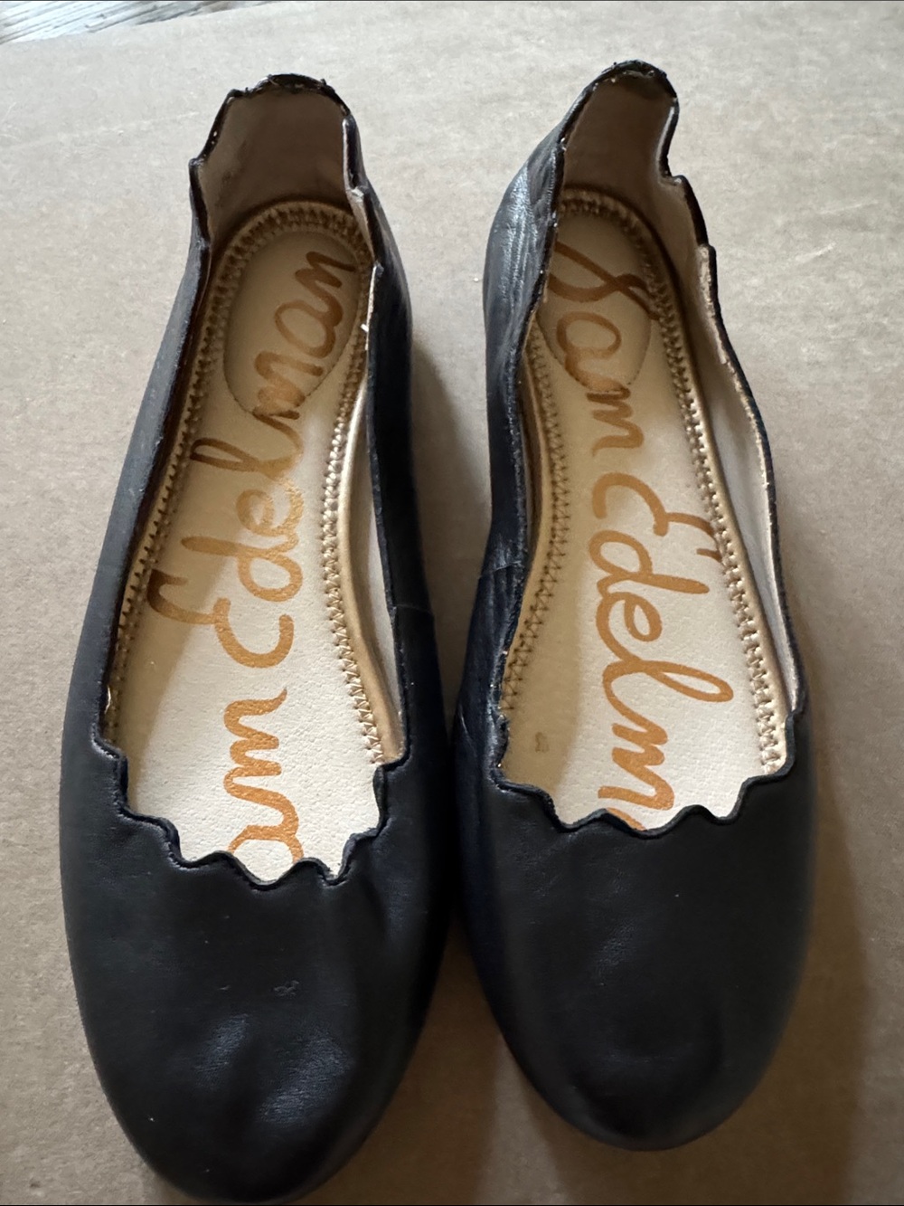 Sam Edelman Black Scalloped Edge Leather Flats 7